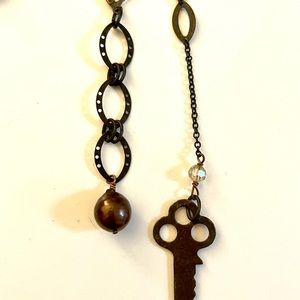 Fun mismatched earrings w key